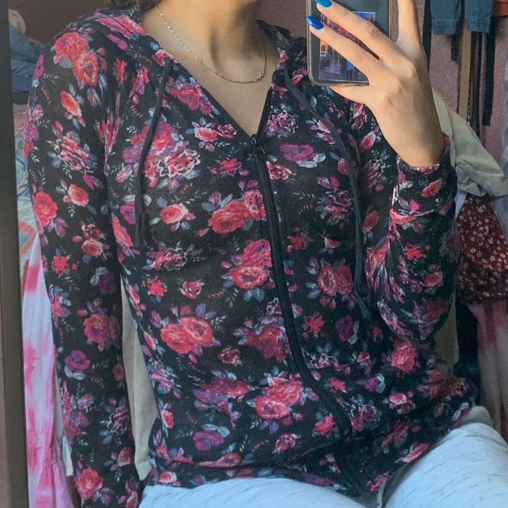 Floral breathable zip up